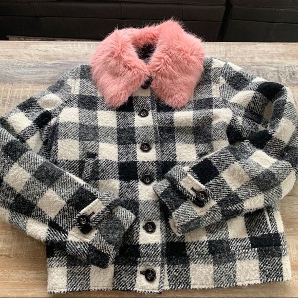 Juicy Couture Buffalo Check pink Fur Jacket